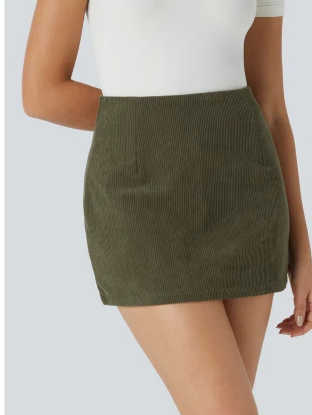 Halara NWT Corduroy High Waisted 2-in-1 Mini Skort Skirt Green Size M